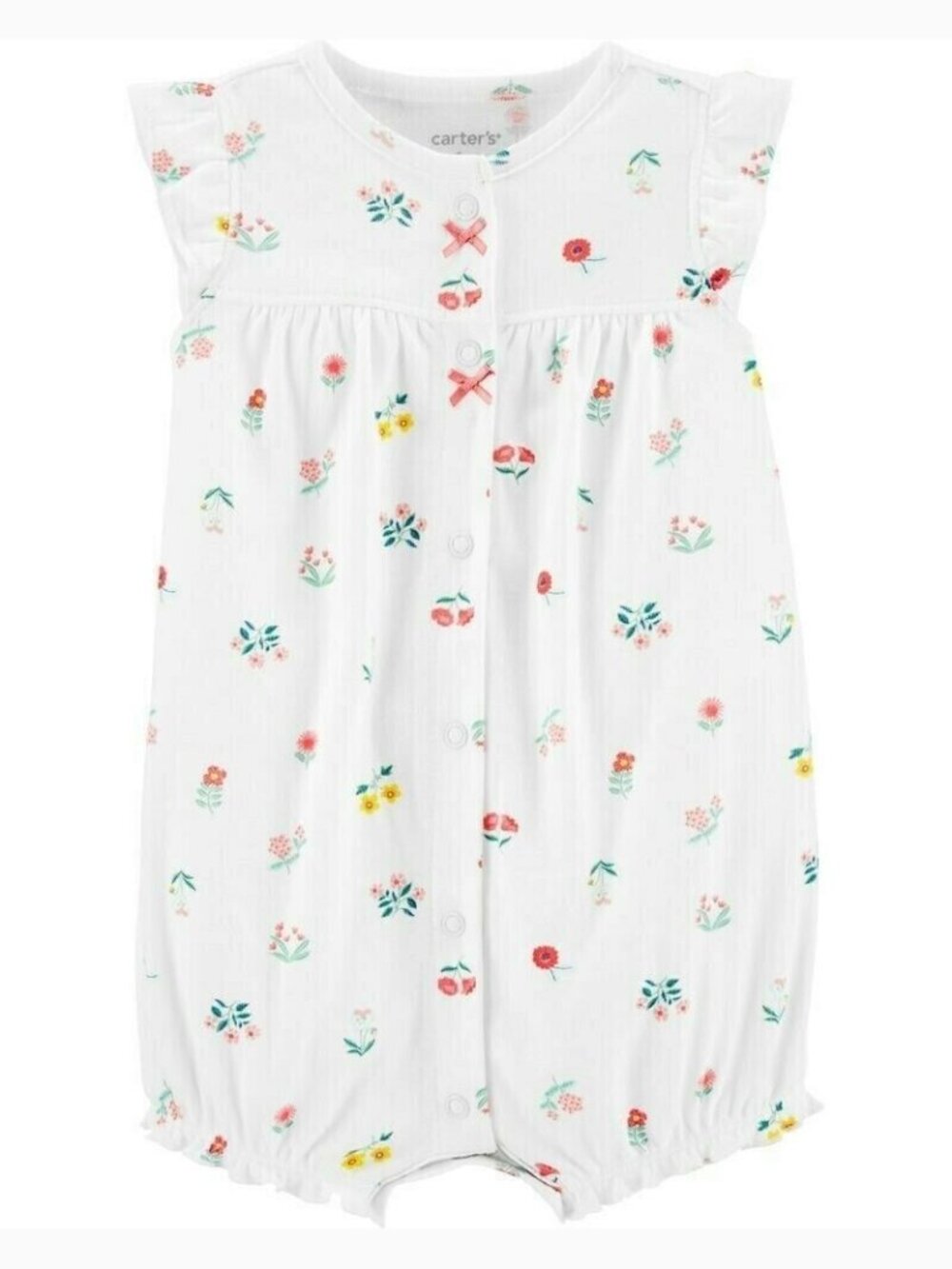 Baby Girl White Sleeveless Floral Bubble Romper NEW Ruffle Butt Cute 6m 6 Months